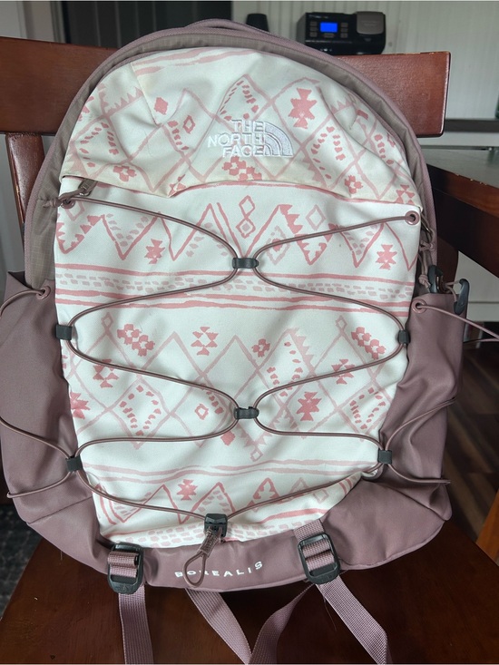 The North Face Handbags - The North Face Pink and Cream Patterned Backpack
